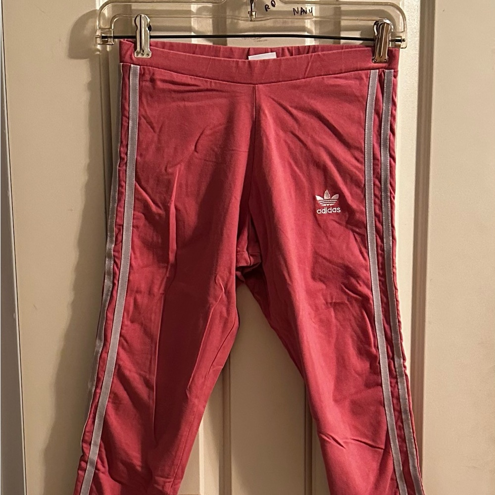 Adidas pink 3 stripes legging